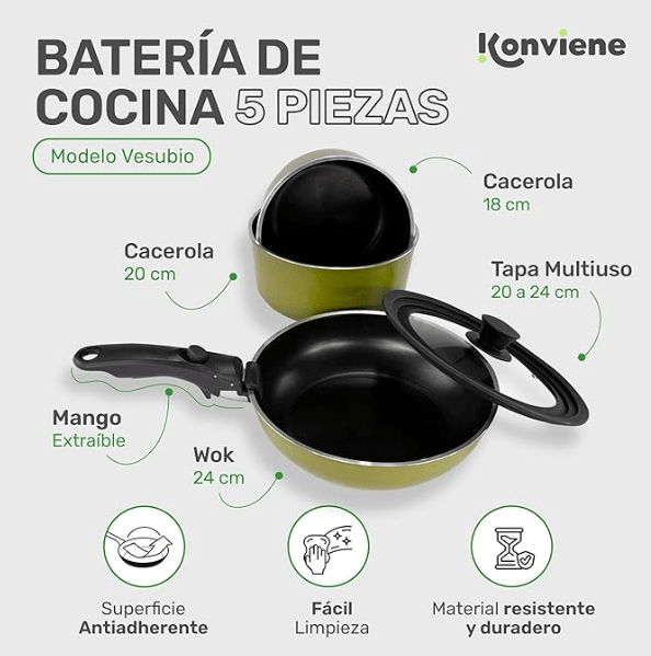 Batería de Cocina 5 Piezas - Konviene