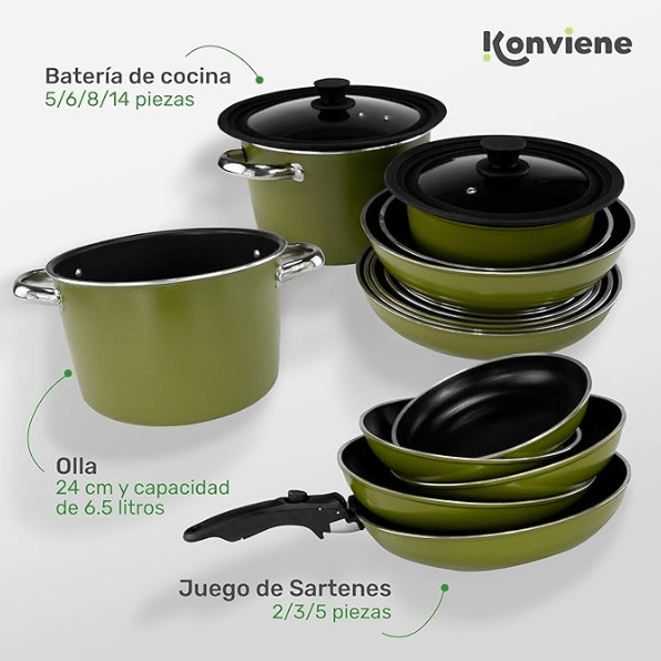 Batería de Cocina 8 Piezas - Konviene