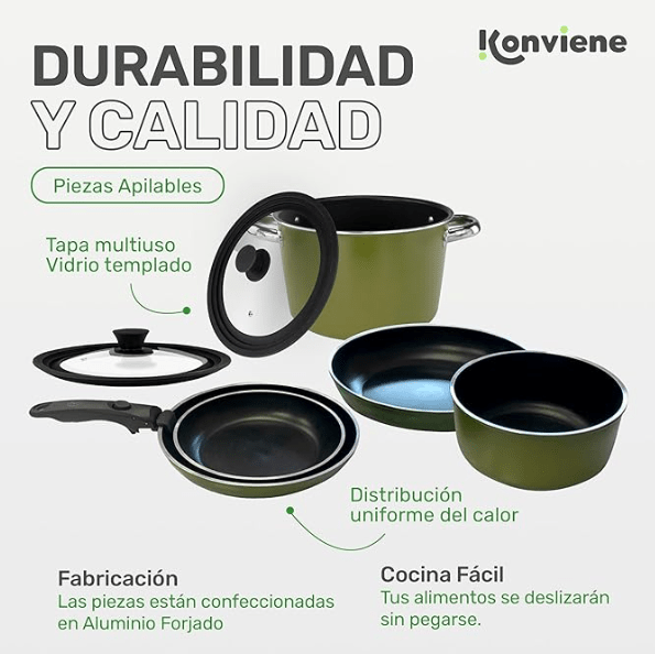Batería de Cocina 8 Piezas - Konviene