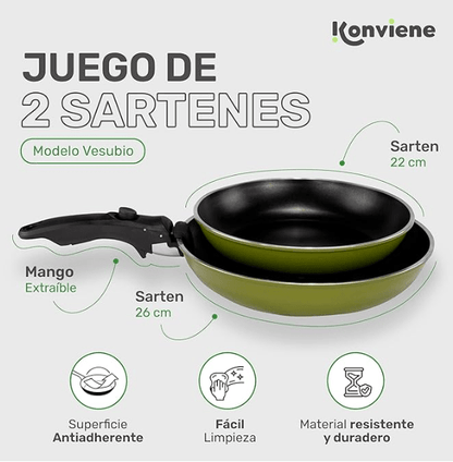 Juego de 2 Sartenes Antiadherentes - Konviene