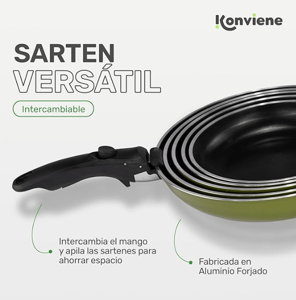 Juego de 5 Sartenes Antiadherentes - Konviene